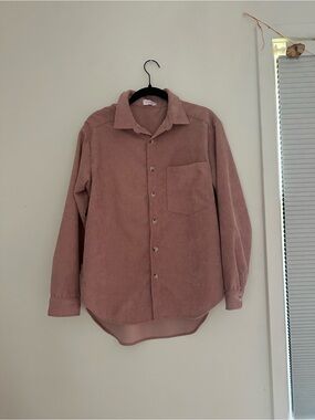 Pink Lily Dusty Rose Corduroy Button-Up Shirt